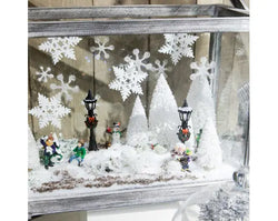 Set of 9 Mini Pine Trees White