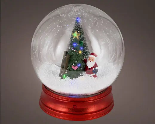 LED Snow Blower Globe – Santa Decorating the Christmas Tree 22.5cm - Image 1