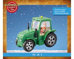 LED Santa on green tractor with water spinner, indoor battery-operated decoration – Keans Claremorris