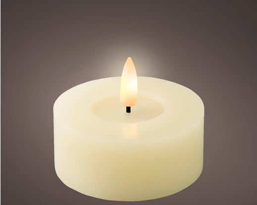 Set of 2 LED Tealight Candles – Indoor Cream  dia7cm x H.6cm Battery Operated - Image 1