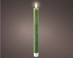 Set of 2 LED Wick Dinner Candles – Indoor Green BO indoor dia2.2cm x H.24.5cm Battery Operated 