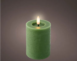 LED Wick Candle – Indoor Green dia7cm x H.11.2cm Battery Operated