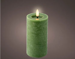 LED Wick Candle – Indoor Green dia7cm x H.15cm Battery Operated