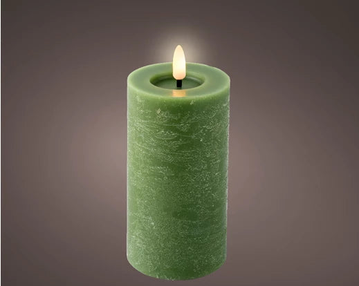 LED Wick Candle – Indoor Green dia7cm x H.15cm Battery Operated
