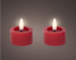 Set of 2 LED Tealight Candles Red dia4.4cm x H.5.2cm Battery Operated