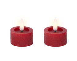Set of 2 LED Tealight Candles Red dia4.4cm x H.5.2cm Battery Operated