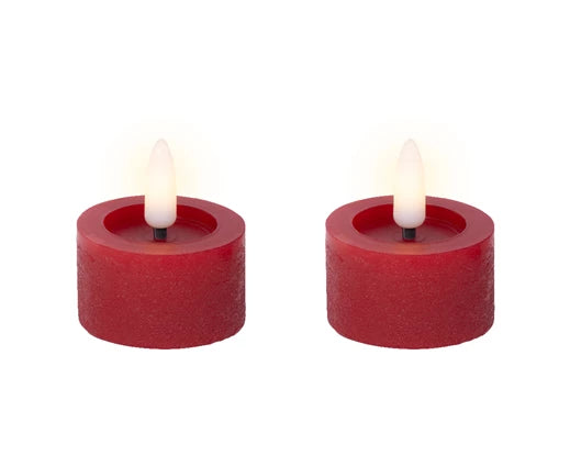Set of 2 LED Tealight Candles Red dia4.4cm x H.5.2cm Battery Operated - Image 2