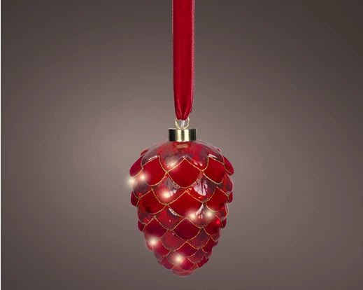 Micro LED Pinecone – Red (Warm White, 21cm) - Image 1