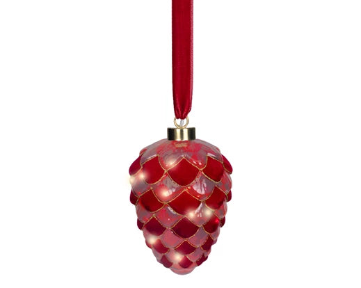 Micro LED Pinecone – Red (Warm White, 21cm) - Image 2