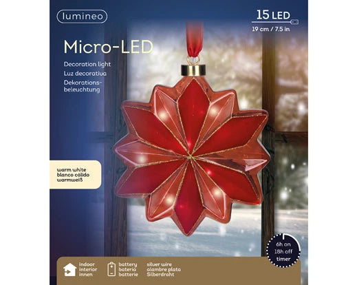 Micro LED Flower – Red (Warm White, 19cm) - Image 3