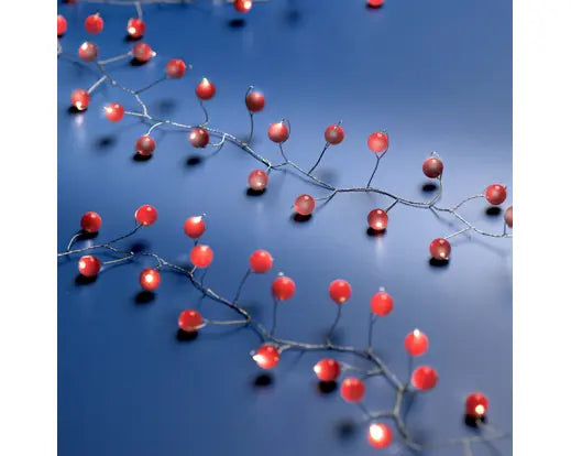 Micro LED Decorative Mini Berry Lights – 80 Warm White LEDs, BO L.150cm light red or white - Image 2