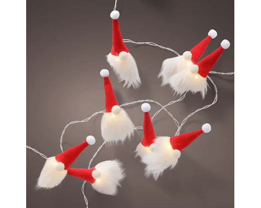 LED Deco String Lights – Fabric Santa Hat indoor L.135cm Battery Operated - Image 1