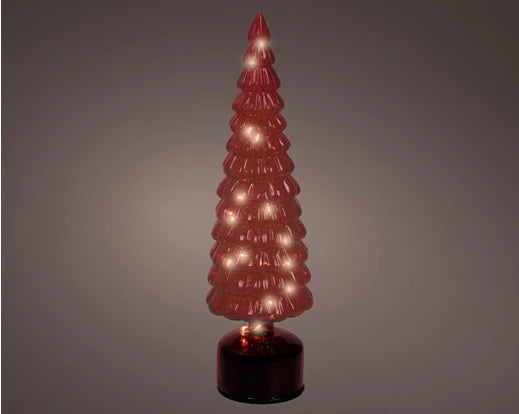 Micro LED Rotating Red Glass Tree – Flashing Effect (Indoor Use) H.39cm