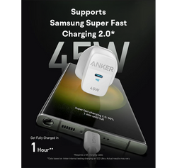 Anker 313 Universal 45W Fast USB-C Charger in White – Compact, High-Speed Charging | Keans Claremorris