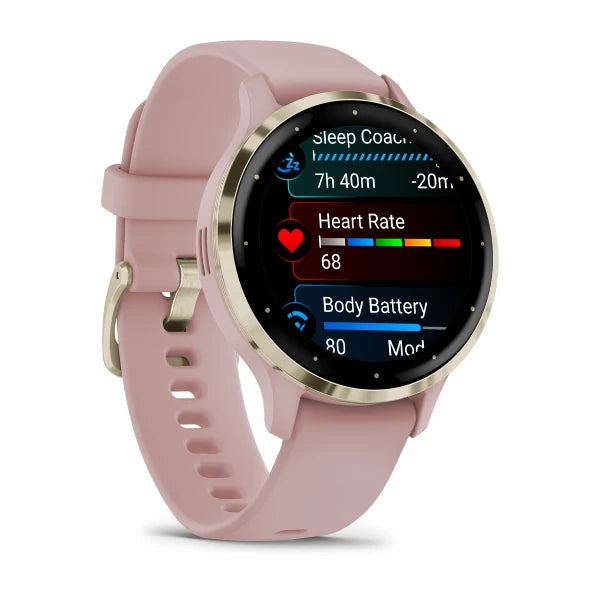 Garmin Venu 3 S Smartwatch Soft Gold with Rose Case, fitness tracking, GPS, from Keans Claremorris