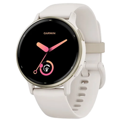 Garmin Vivoactive 5 Cream Gold smartwatch with heart rate, GPS, 11-day battery, sports apps – available at Keans Claremorris.