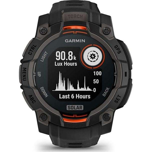 Garmin Instinct 3 45mm Solar GPS Smartwatch with solar charging, rugged design – available at Keans Claremorris.