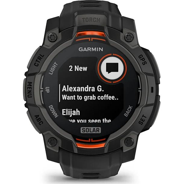 Garmin Instinct 3 45mm Solar GPS Smartwatch with solar charging, rugged design - available at Keans Claremorris