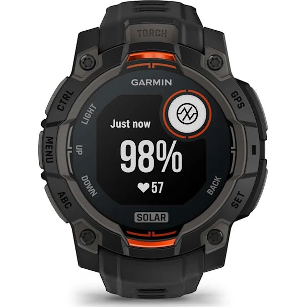 Garmin Instinct 3 45mm Solar GPS Smartwatch with solar charging, rugged design – available at Keans Claremorris.