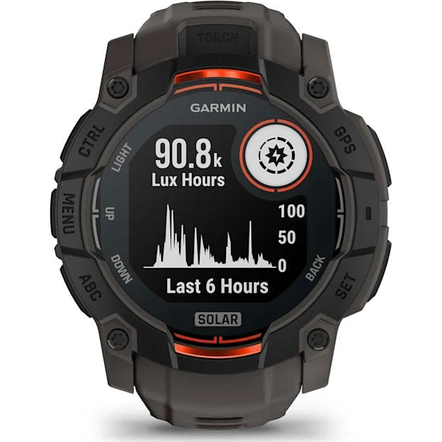 Garmin Instinct 3 50mm Solar GPS Smartwatch with solar charging, rugged design – available at Keans Claremorris.