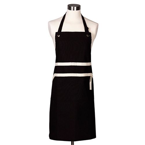 Le Creuset Black Chef's Apron with adjustable neck strap, deep pockets, and cloth loop for cooking - Keans Claremorris