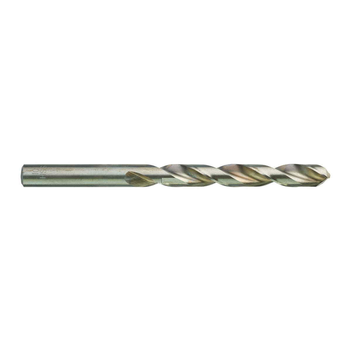 Milwaukee 10.0mm HSS-G Thunderweb drill bit with polished finish and 135° split point tip on white background