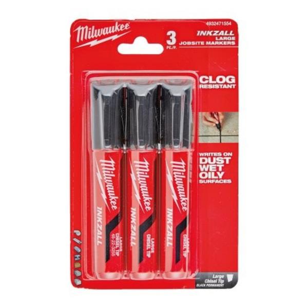 Milwaukee Black L Chisel Tip Marker (3pk) - Image 1