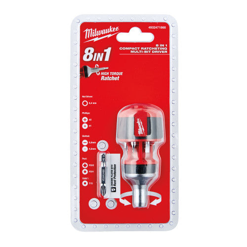 Milwaukee 8 in 1 Compact Multi-Bit Screwdriver - Image 1