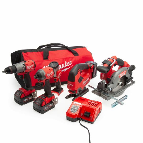 Milwaukee M18FPP5L2-503B FUEL 5 Piece Kit with 3x5.0Ah batteries, brushless tools, charger, and bag – Keans Claremorris