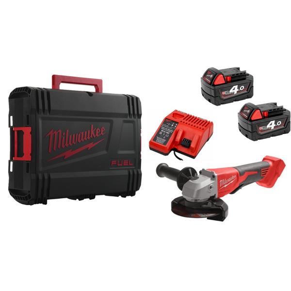 Milwaukee M18 Brushless Angle Grinder Kit with 2x4.0Ah Batteries for powerful, durable grinding - Keans Claremorris
