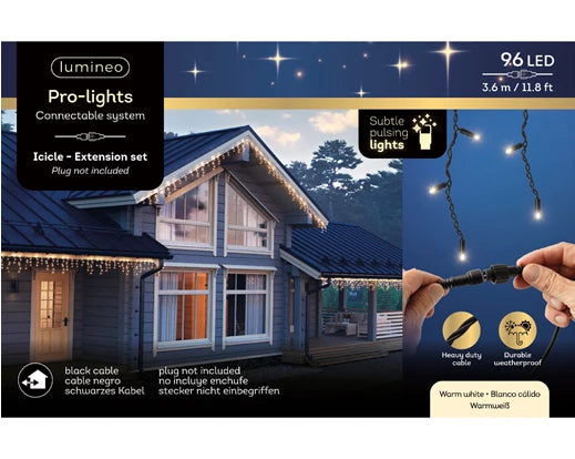 LED Pro-Lights Icicle Lights – Steady Effect (Cool White, 96 LEDs, Outdoor) - Image 2