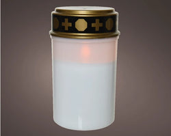 LED Grave Candle – Flickering Fire Flame Effect Outdoor H.12.5cm Battery Operated