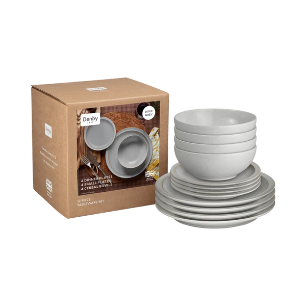 Denby Reactive Dove Grey 12 Piece Dinnerset