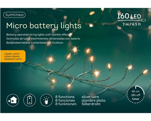 Micro LED Compact Lights – Battery Operated Outdoor Classic Warm L.200cm 160L - Image 3