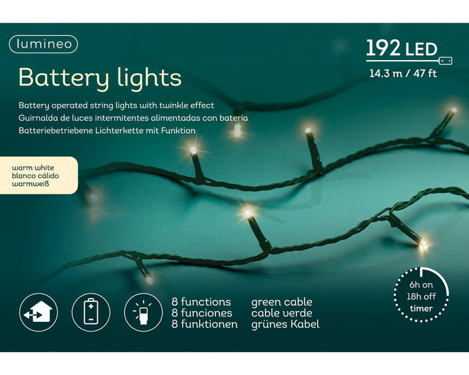 LED Basic Lights 8 Function BO Outdoor, Green Cable/Warm White L.1432cm 192l - Image 2