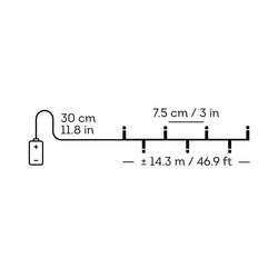 LED Basic Lights 8 Function BO Outdoor, Green Cable/Warm White L.1432cm 192l