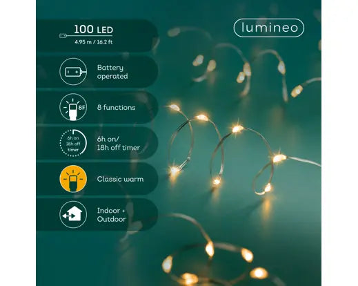 100 LED Micro String Lights – Classic Warm – 4.95m - Image 2