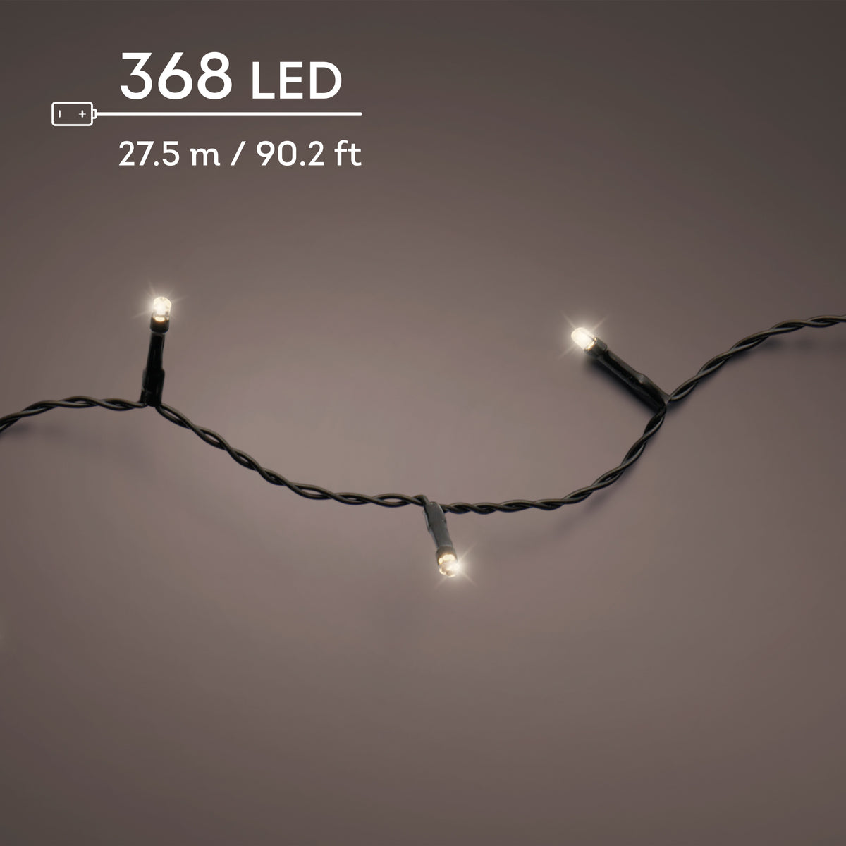 LED Durawise Basic Lights 8 Function Twinkle Effect BO Outdoor, Black Cable/Warm White L.2750cm 368l - Image 1