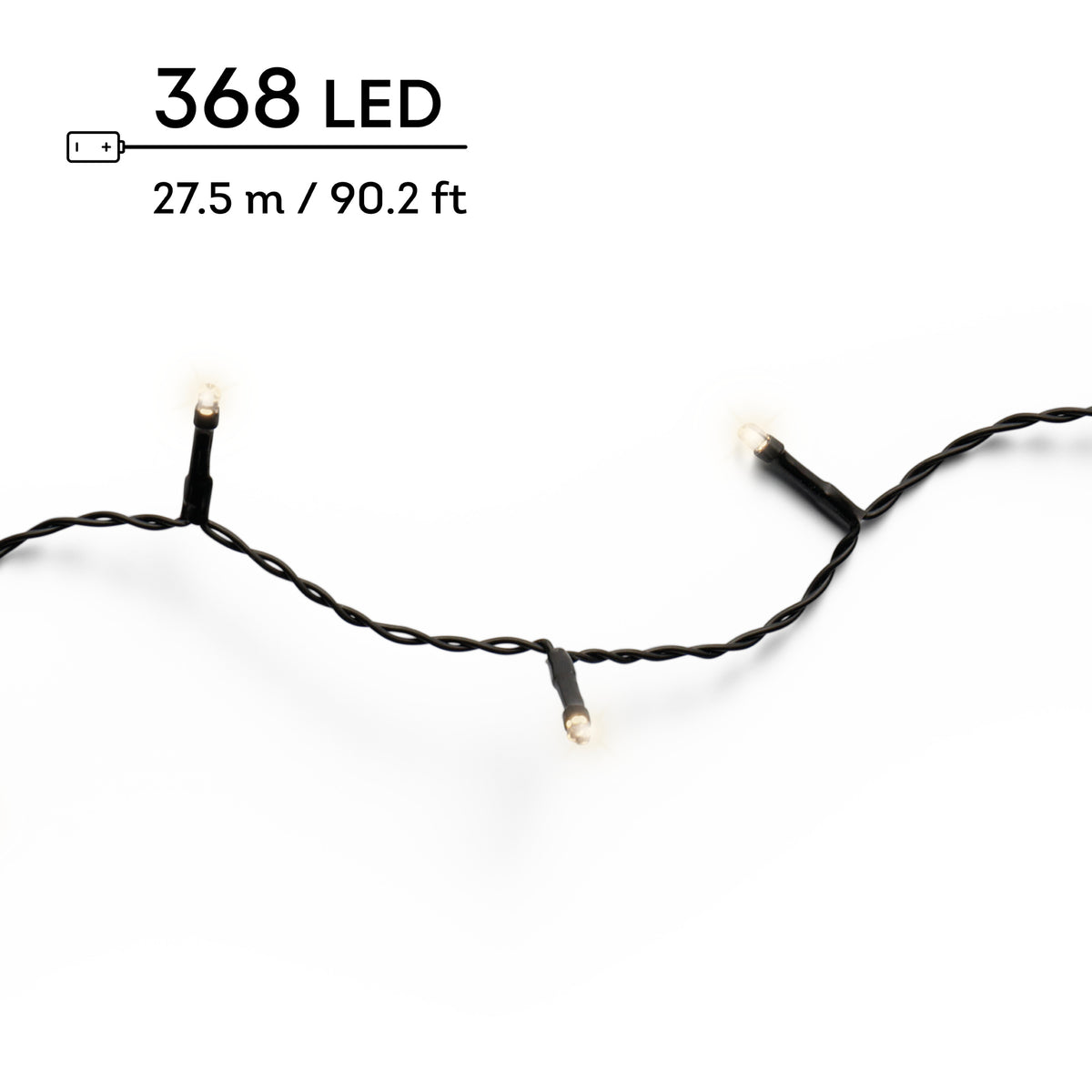 LED Durawise Basic Lights 8 Function Twinkle Effect BO Outdoor, Black Cable/Warm White L.2750cm 368l - Image 7