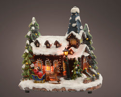 LED Christmas Church Scene with multi-colour steady LEDs, indoor use, 27cm high – festive décor by Keans Claremorris