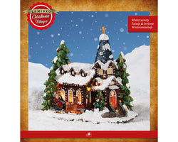 LED Christmas Church Scene indoor decoration, 18x26x27cm, festive holiday decor by Keans Claremorris