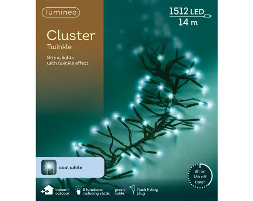 1512 LED Cluster Lights – Cool White LEDs, 14m - Image 2