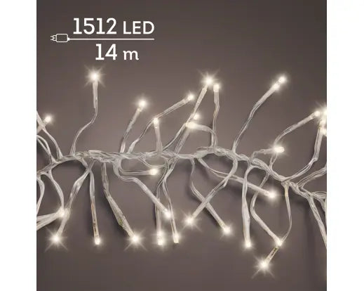 1512 LED Cluster Lights – Warm White LEDs, 14m (Transparent Cable)