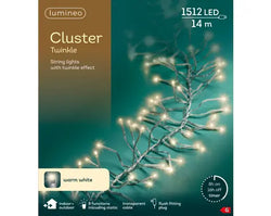 1512 LED Cluster Lights – Warm White LEDs, 14m (Transparent Cable)