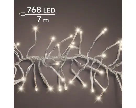 768 LED Cluster Lights – Warm White LEDs, 7m Transparent Cable - Image 1