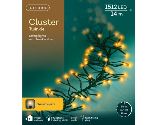 LED Cluster Lights – Classic Warm (1512L, 13.5m) - Image 2