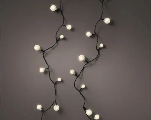 LED White Cherry Lights  Steady Outdoor, Black Cable/Warm White L.900cm 120l - Image 1
