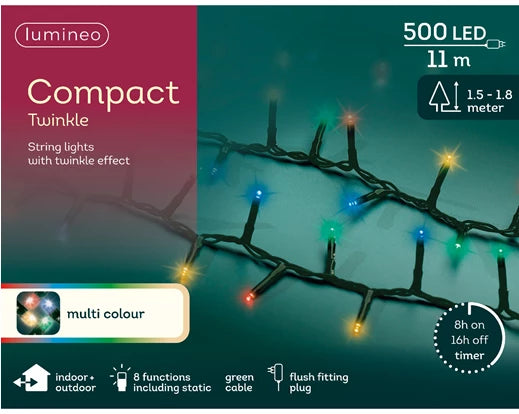 LED Compact Outdoor Lights Multi-Coloured Twinkle 800cm 500 LEDs – Keans Claremorris