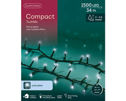 LED Compact Lights – Outdoor (Cool White Twinkle 1500 LEDs, 34m Lit Length)