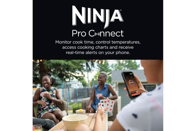 Ninja Woodfire Pro Connect XL Electric BBQ Grill & Smoker in Blue/Black, smart cooking, Keans Claremorris